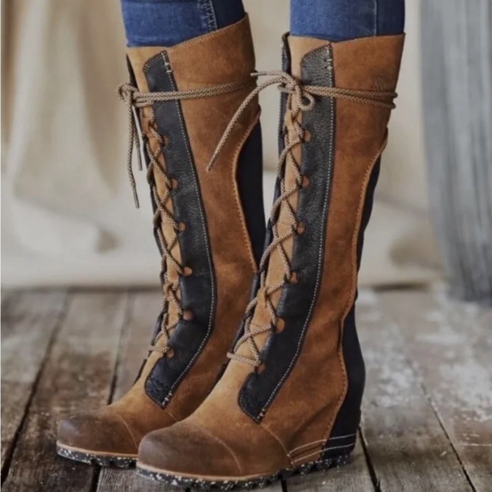 RARE🔥Sorel Women’s Cate The Great Wedge Tall Elk/Black Boots👢 (6) • SNOW RAIN